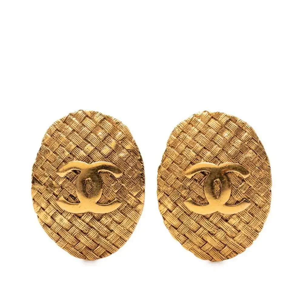 CHANEL Gold Logo Earrings